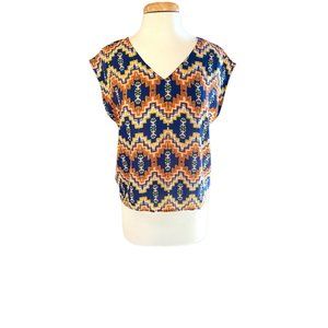 Finn and Grace Aztec Blouse Top Womens XS